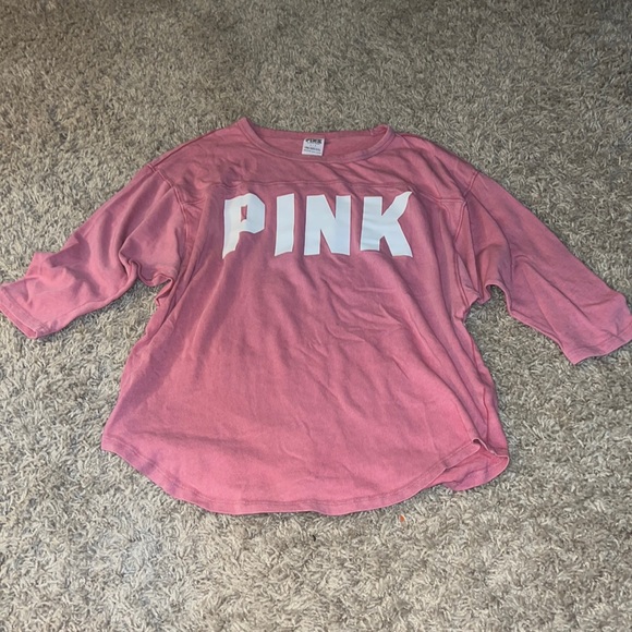 PINK Victoria's Secret Tops - Pink cropped sleeve shirt